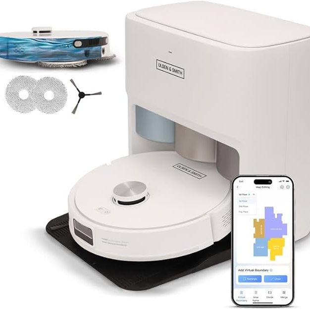 Olsen & Smith Smart 10,000Pa Incredible Suction Self-Empty/Self-Refill Robot Vacuum
