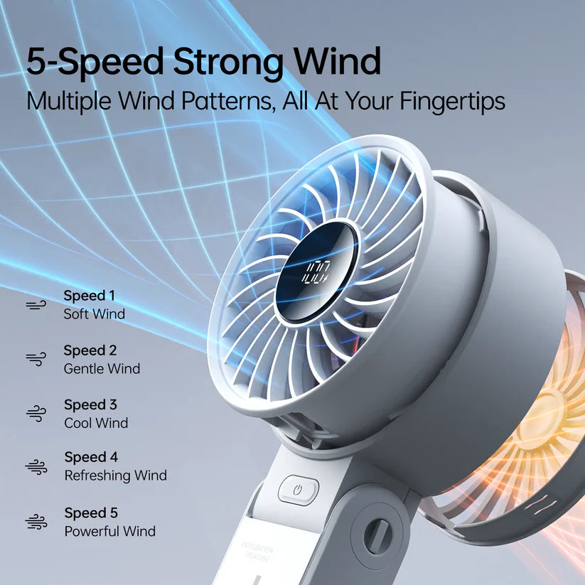 JISULIFE Handheld Fan Life7 – Ultimate Flexibility: Wide & Strong Airflow