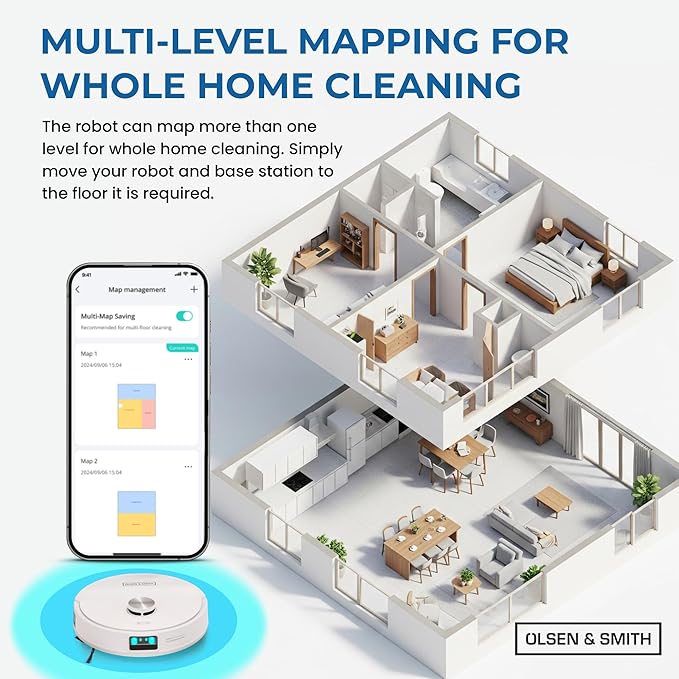 Olsen & Smith Smart 10,000Pa Incredible Suction Self-Empty/Self-Refill Robot Vacuum